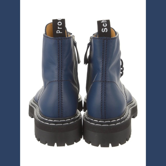 PROENZA SCHOULER Blue Leather Combat Boots EU 40 US 10 - Picture 4 of 6